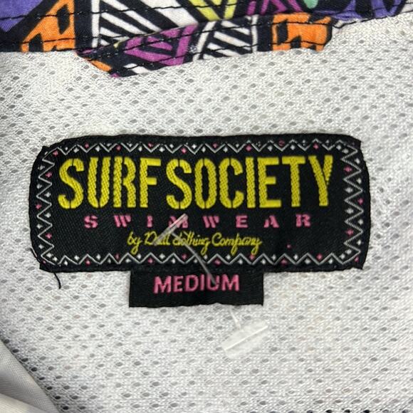 Surf Society Men’s Button Up Shirt Bright Abstract Design Vented Size M Coastal - Picture 8 of 11
